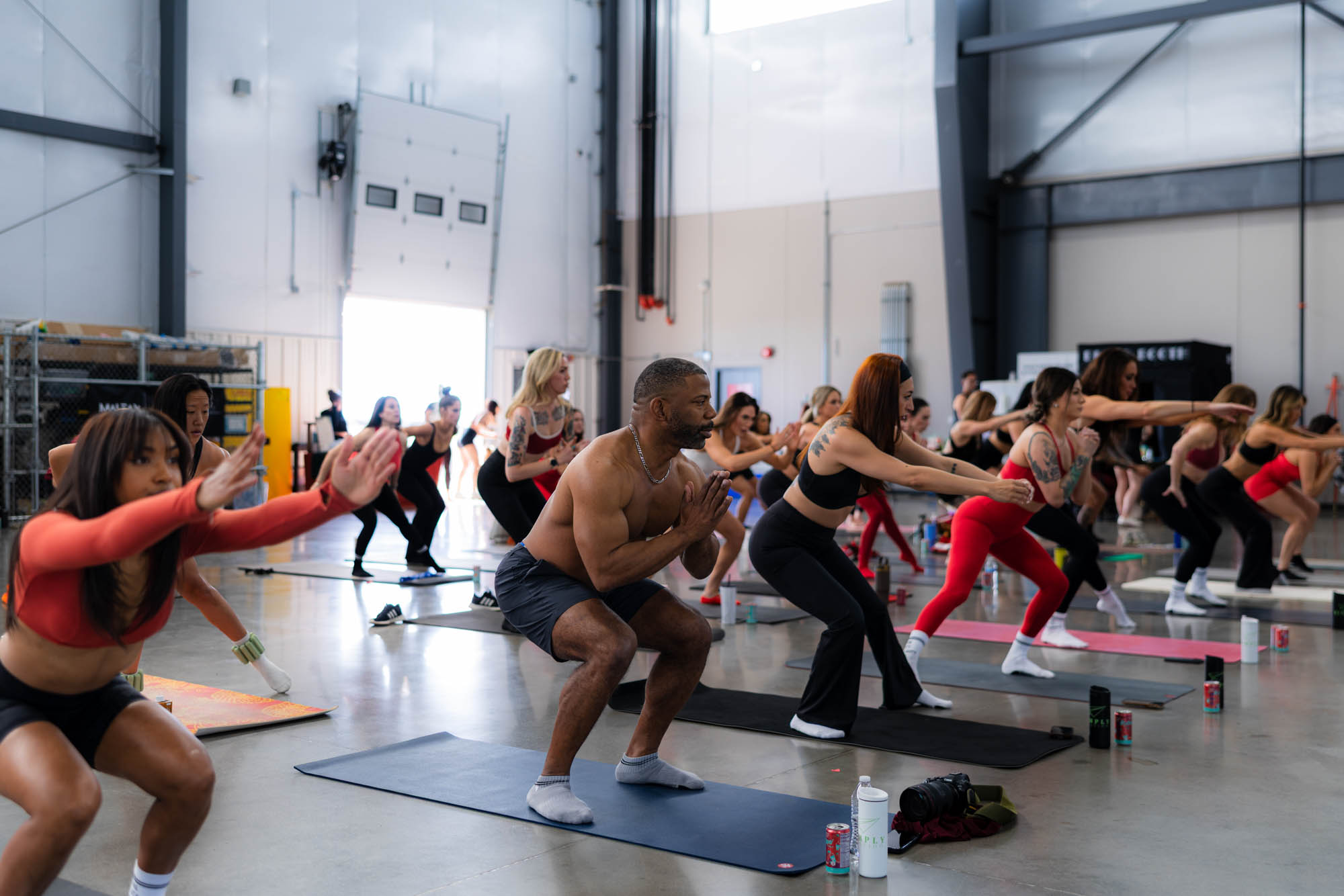 group fitness class training indoors filmed for fitness brand video production
