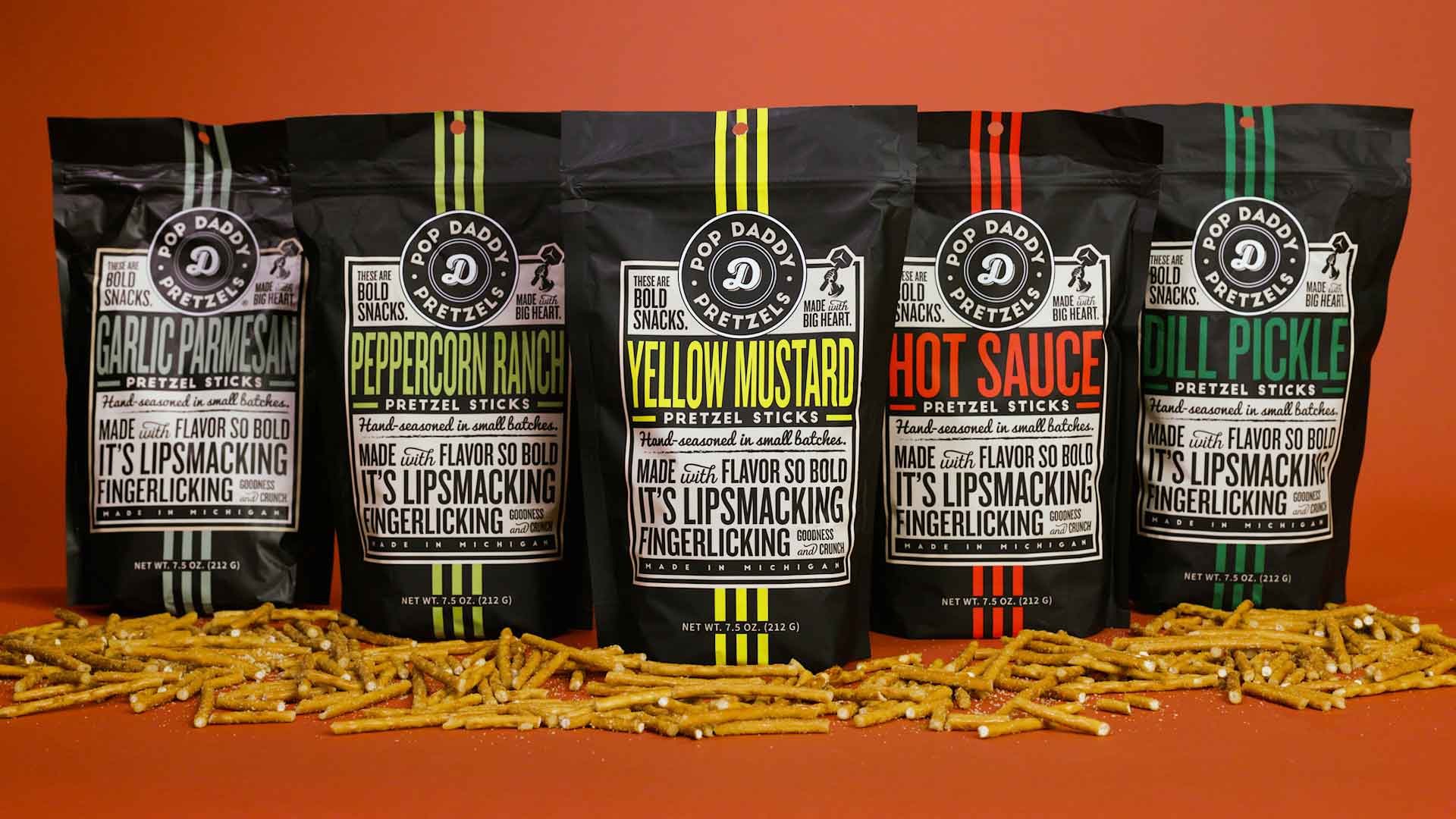 packaged snack products displayed for consumer product video production and commercial campaign